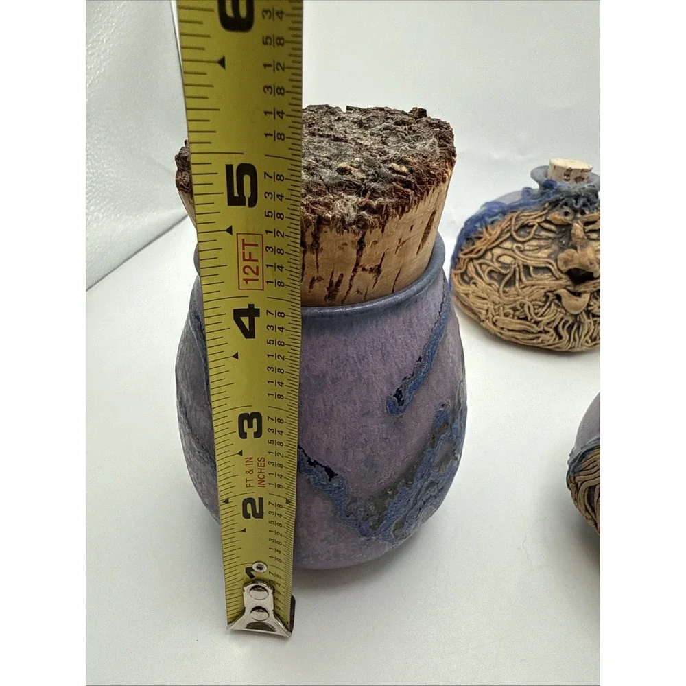 Set Of 3 Fantasy Character Face Jars Patty De Benedet Signed Whimsical Pottery